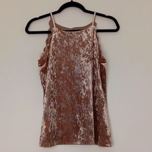 I.N. San Francisco Crushed Velvet Scallop Detailed Top #1409